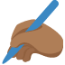 ✍🏾 writing hand: medium-dark skin tone display on Twitter